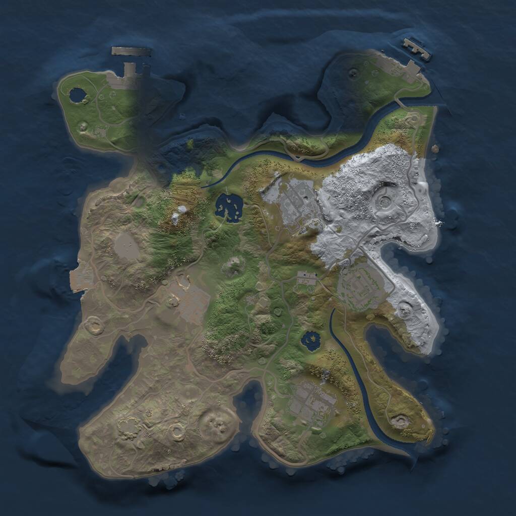 Rust Map: Procedural Map, Size: 2655, Seed: 100000, 10 Monuments