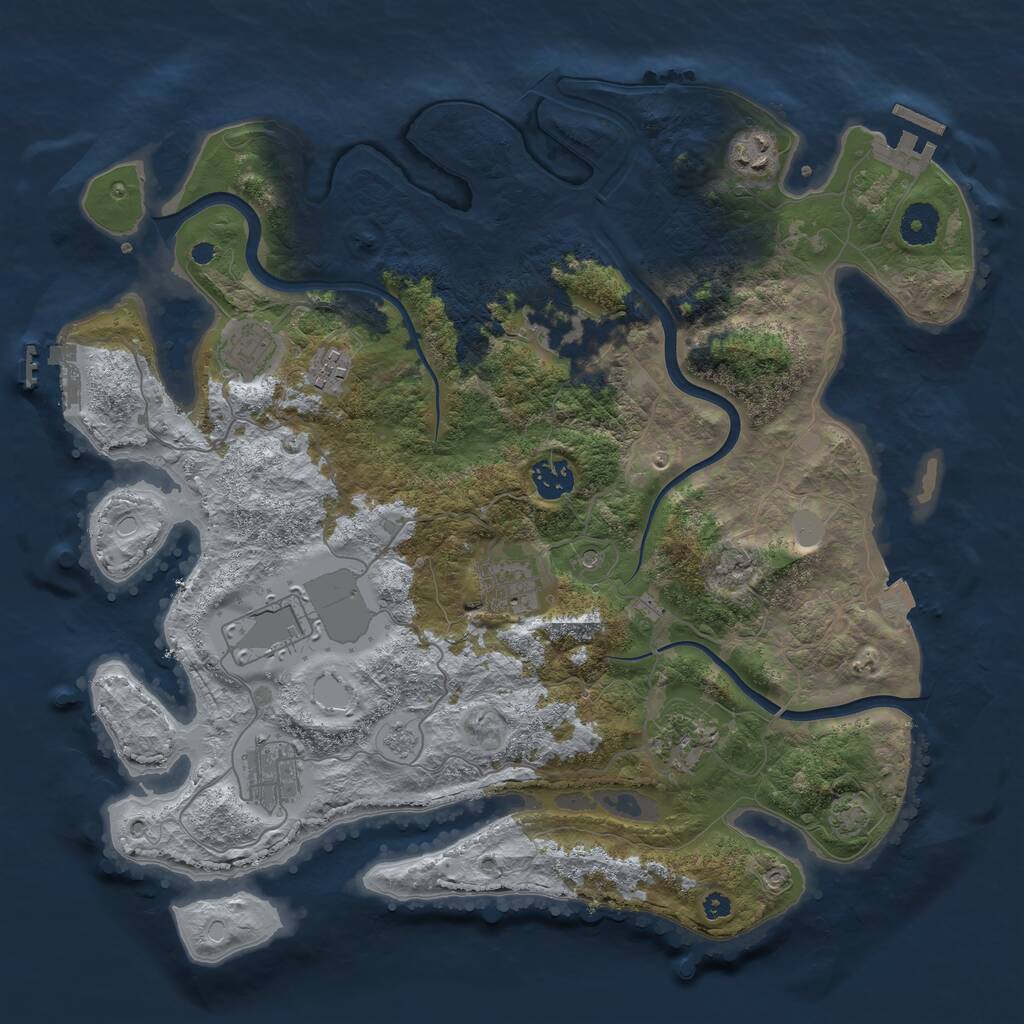 Rust Map: Procedural Map, Size: 3750, Seed: 345417861, 15 Monuments