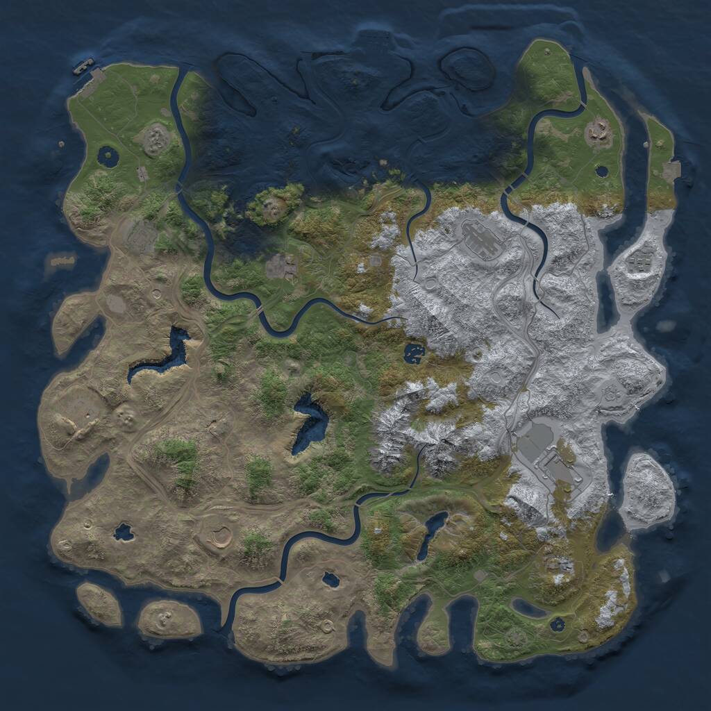 Rust Map: Procedural Map, Size: 5000, Seed: 811411387, 16 Monuments