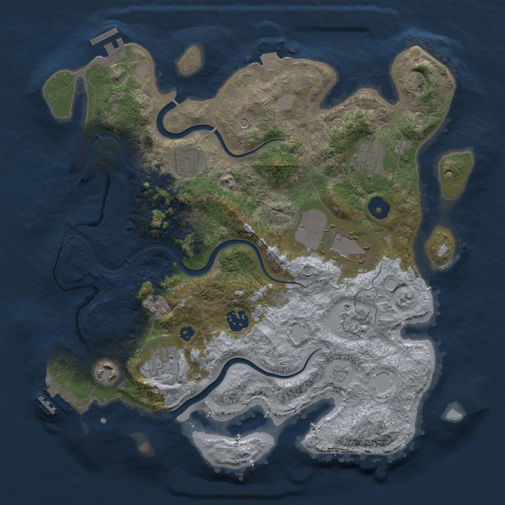 Rust Map: Procedural Map, Size: 3500, Seed: 535308414, 14 Monuments