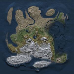 Thumbnail Rust Map: Procedural Map, Size: 3000, Seed: 666617, 11 Monuments