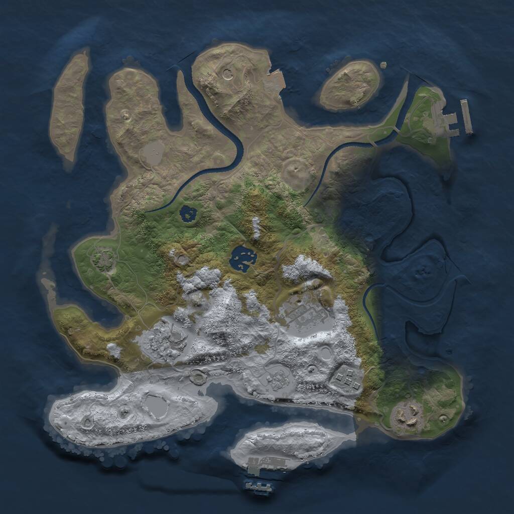 Rust Map: Procedural Map, Size: 3000, Seed: 666617, 11 Monuments