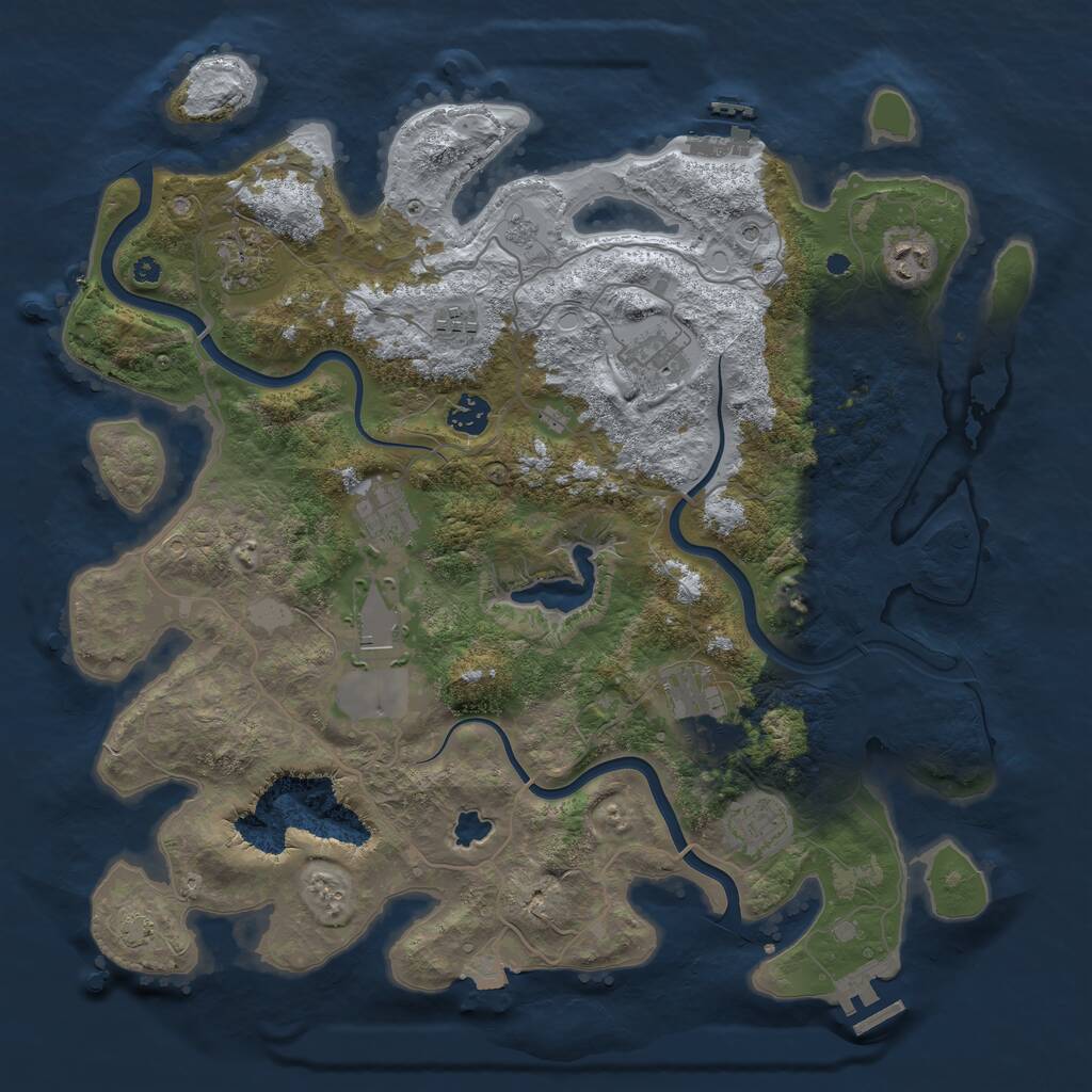 Rust Map: Procedural Map, Size: 4000, Seed: 54983, 15 Monuments