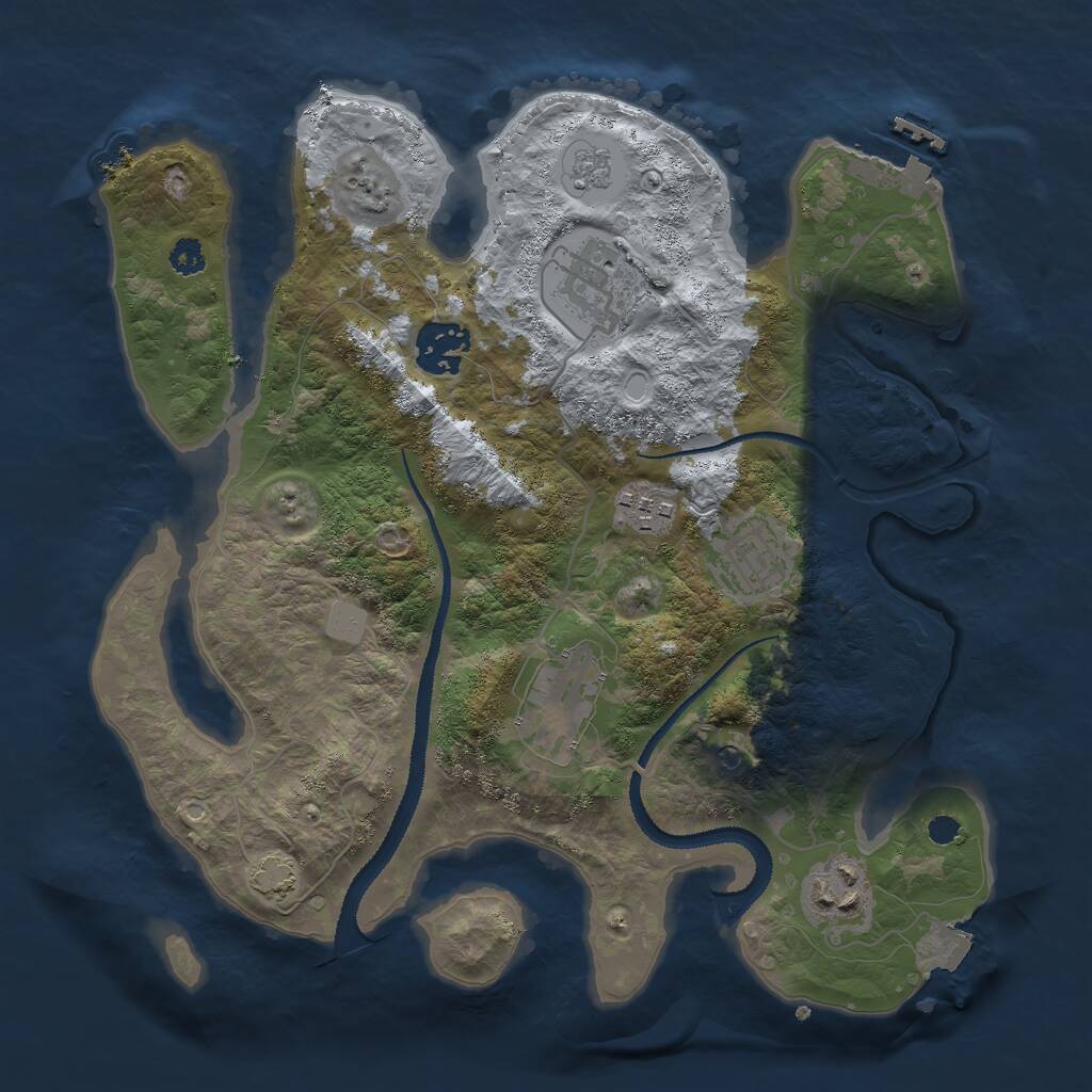 Rust Map: Procedural Map, Size: 3000, Seed: 684247, 11 Monuments