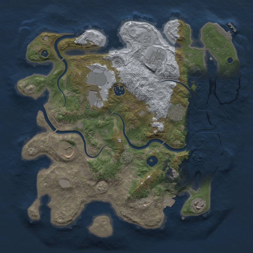 Rust Map: Procedural Map, Size: 3500, Seed: 986457259, 13 Monuments