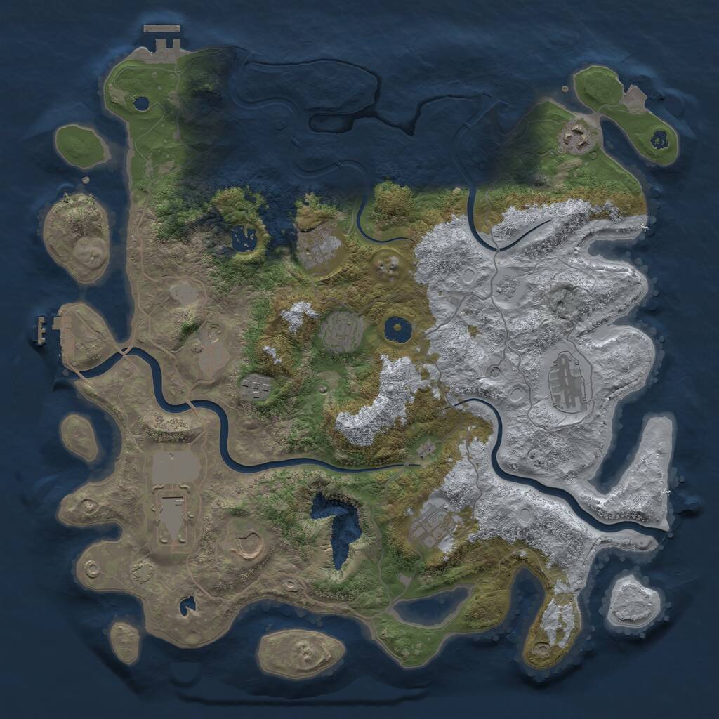 Rust Map: Procedural Map, Size: 4000, Seed: 25947, 16 Monuments