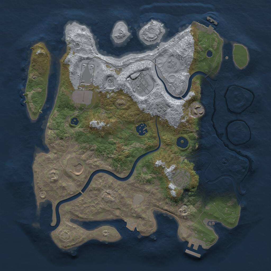 Rust Map: Procedural Map, Size: 3500, Seed: 1362847097, 13 Monuments