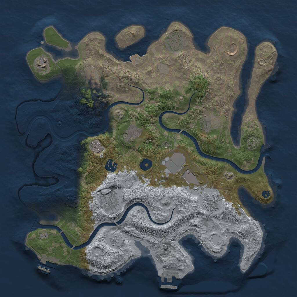 Rust Map: Procedural Map, Size: 3700, Seed: 144975567, 17 Monuments