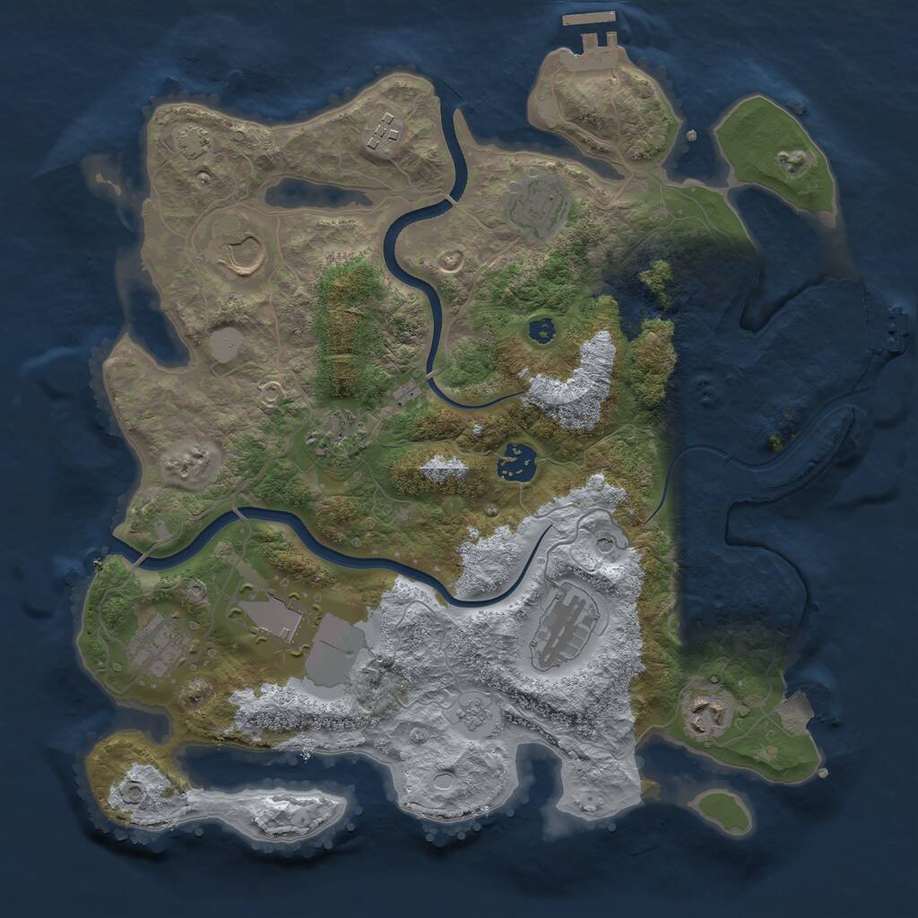 Rust Map: Procedural Map, Size: 3500, Seed: 550269987, 15 Monuments