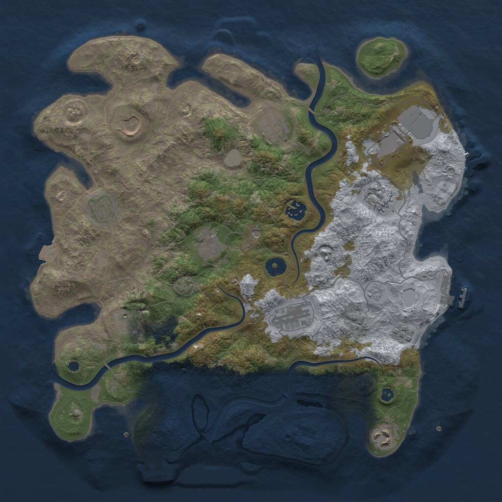 Rust Map: Procedural Map, Size: 3850, Seed: 730719460, 17 Monuments