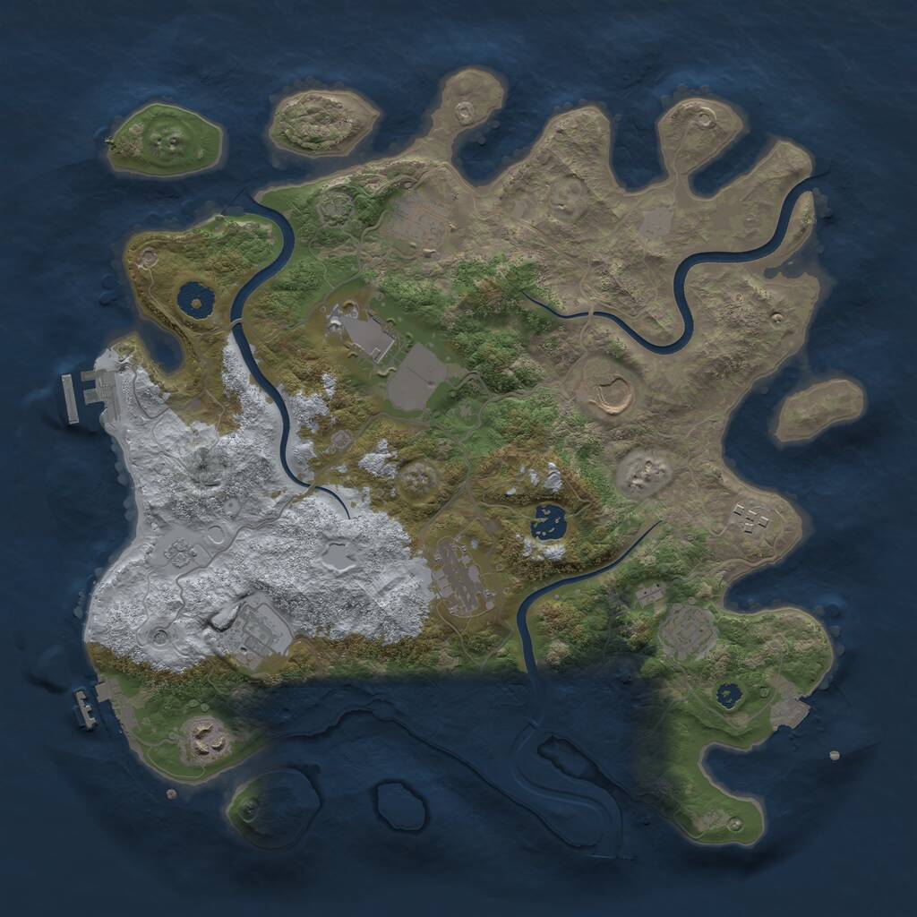 Rust Map: Procedural Map, Size: 3750, Seed: 1879247053, 15 Monuments