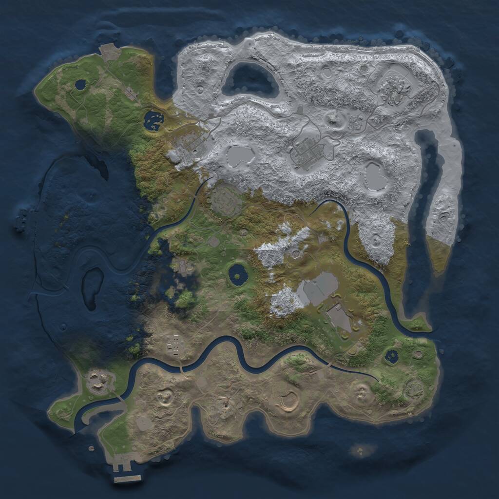 Rust Map: Procedural Map, Size: 3750, Seed: 1401624017, 16 Monuments