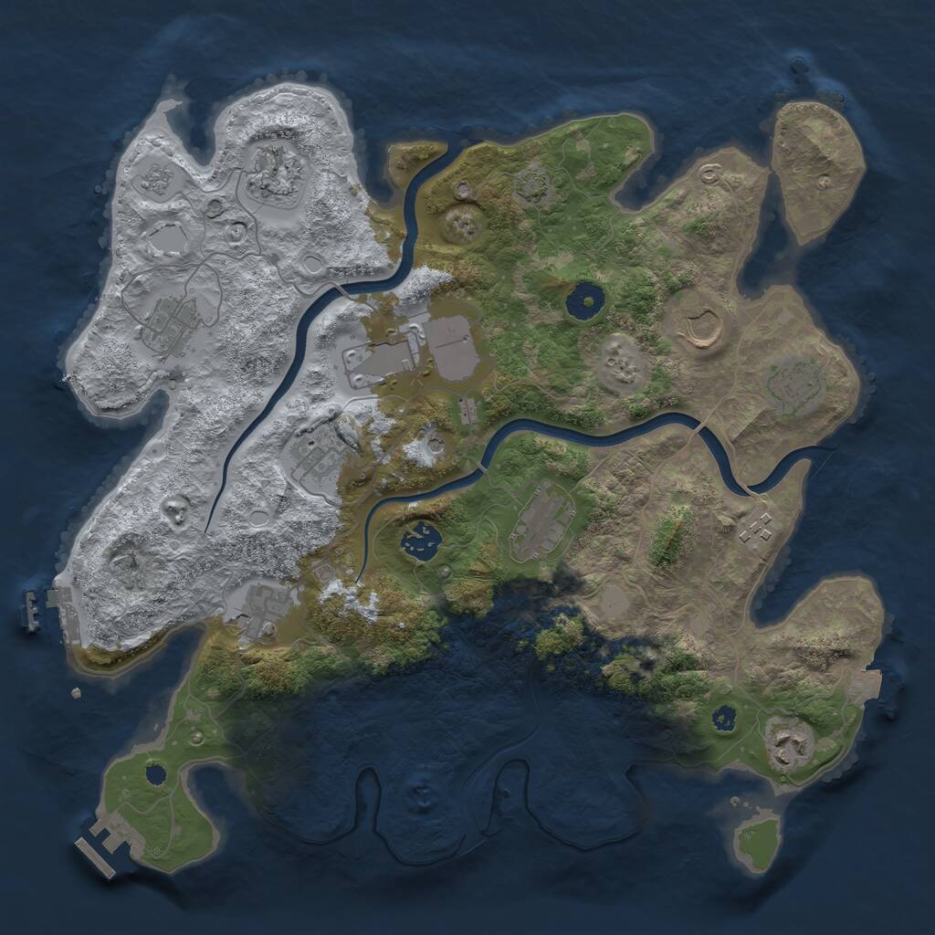 Rust Map: Procedural Map, Size: 3750, Seed: 859632334, 17 Monuments
