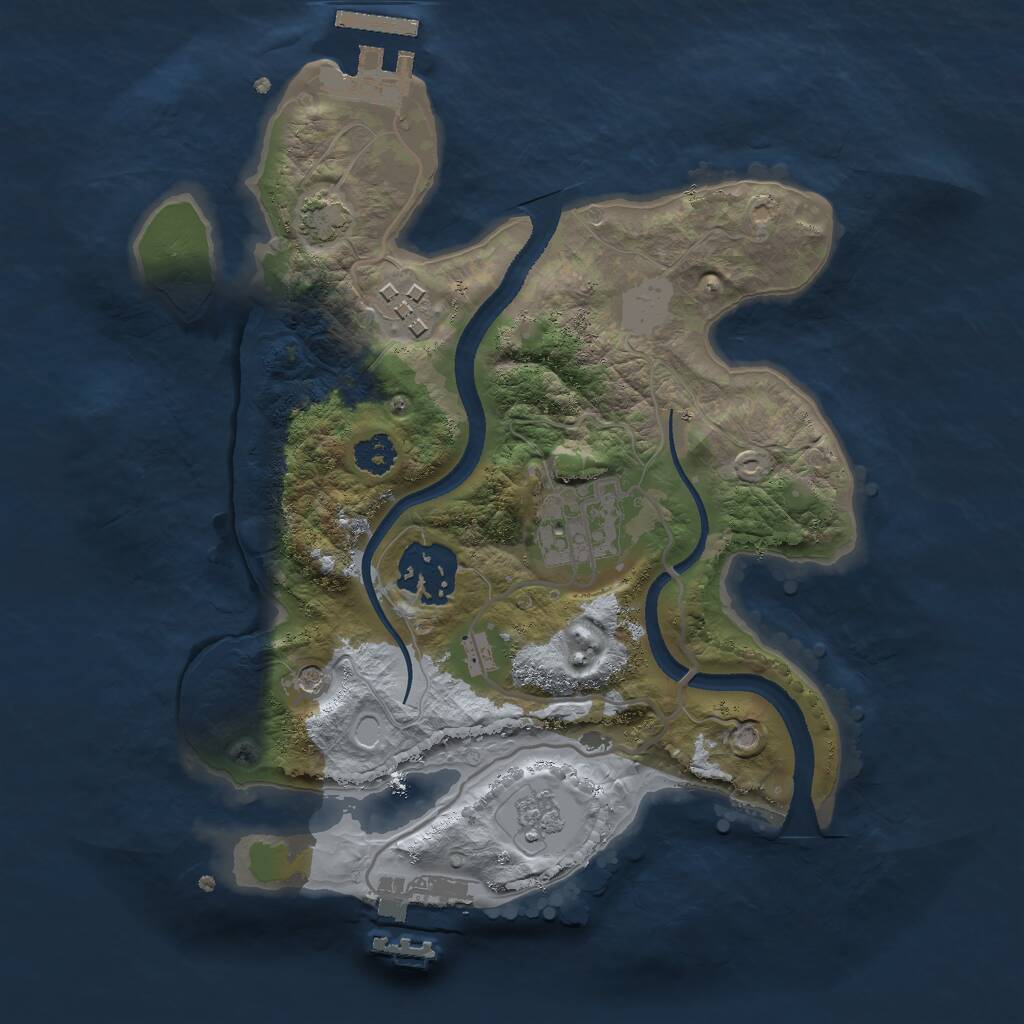 Rust Map: Procedural Map, Size: 2500, Seed: 25677881, 9 Monuments