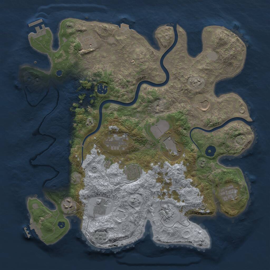 Rust Map: Procedural Map, Size: 3750, Seed: 1676243521, 17 Monuments