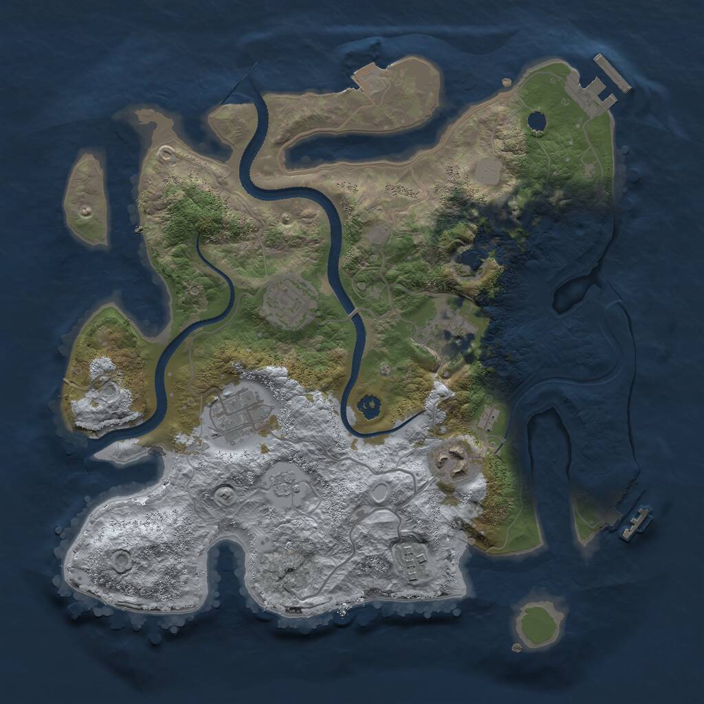 Rust Map: Procedural Map, Size: 3000, Seed: 441228, 10 Monuments
