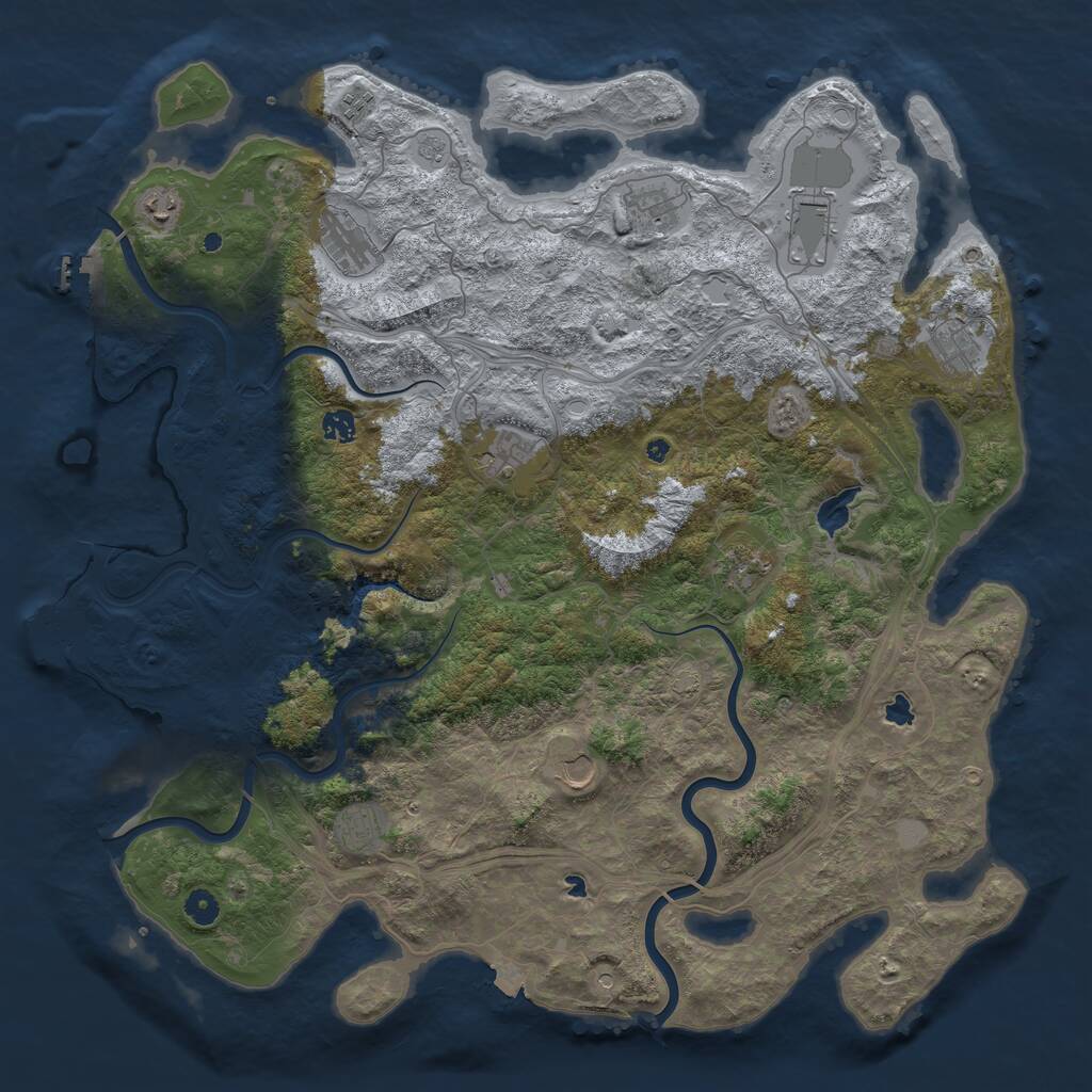 Rust Map: Procedural Map, Size: 4800, Seed: 274289402, 17 Monuments