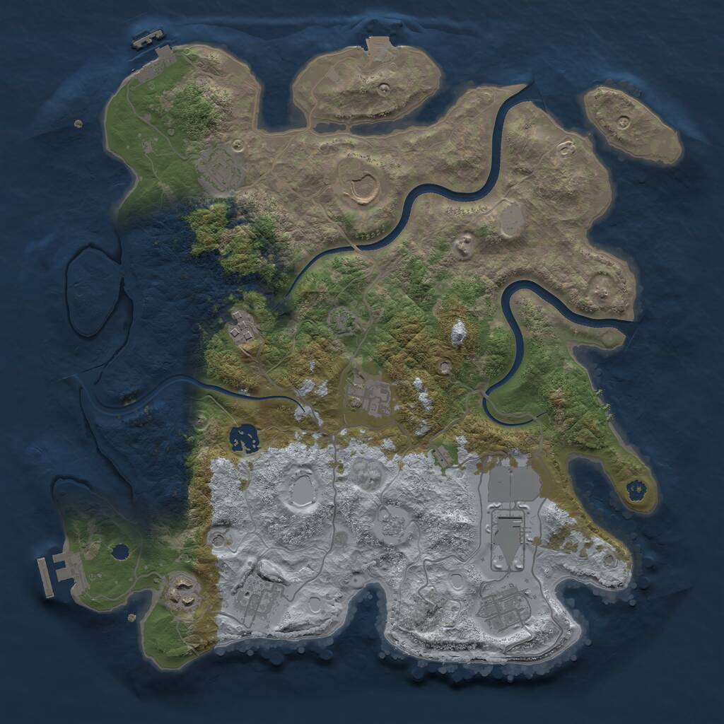 Rust Map: Procedural Map, Size: 3600, Seed: 98667, 15 Monuments