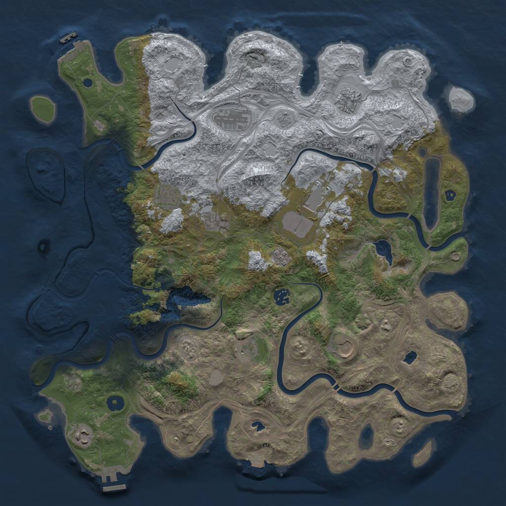Rust Map: Procedural Map, Size: 4500, Seed: 98456031, 16 Monuments
