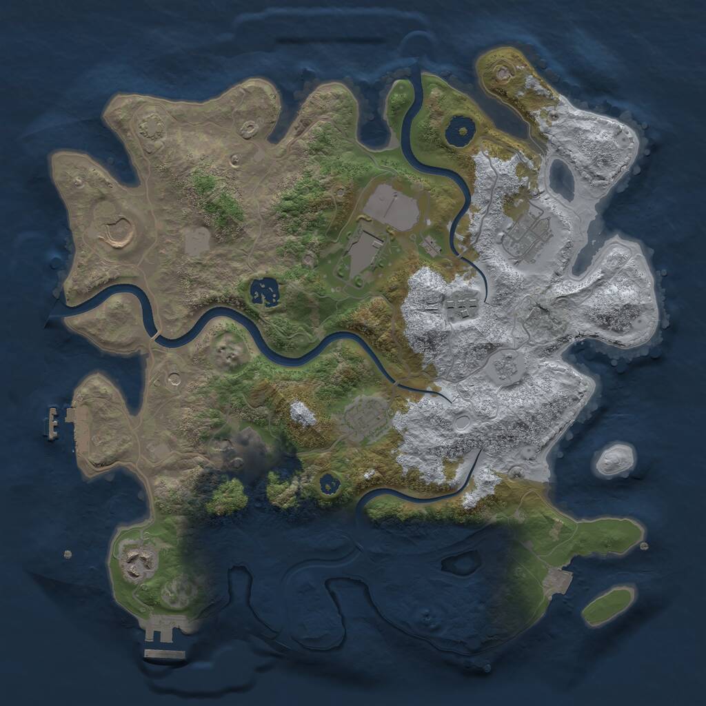 Rust Map: Procedural Map, Size: 3500, Seed: 161412875, 14 Monuments
