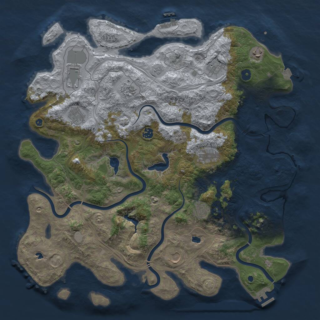Rust Map: Procedural Map, Size: 4500, Seed: 936304972, 16 Monuments