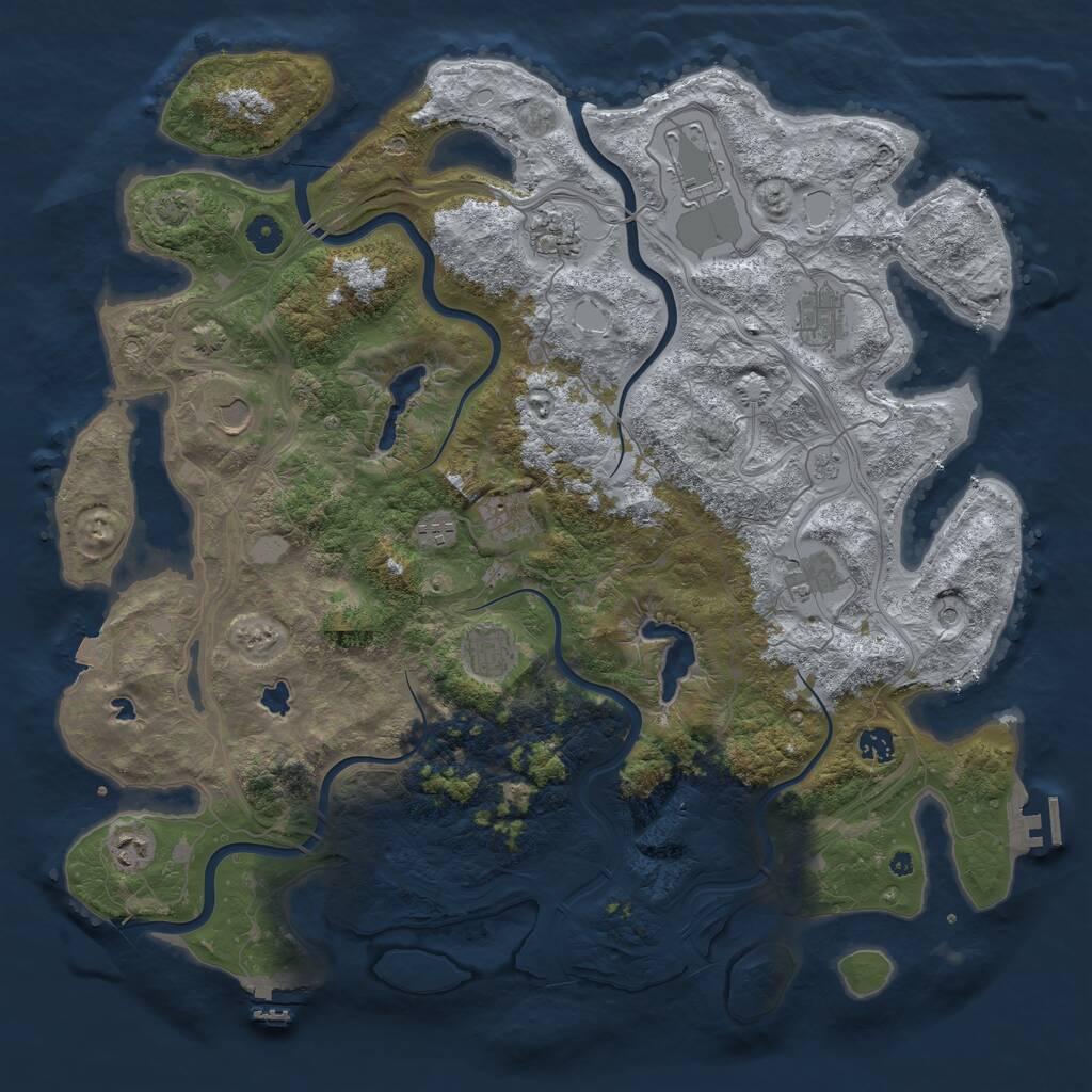 Rust Map: Procedural Map, Size: 4550, Seed: 1234567890, 16 Monuments