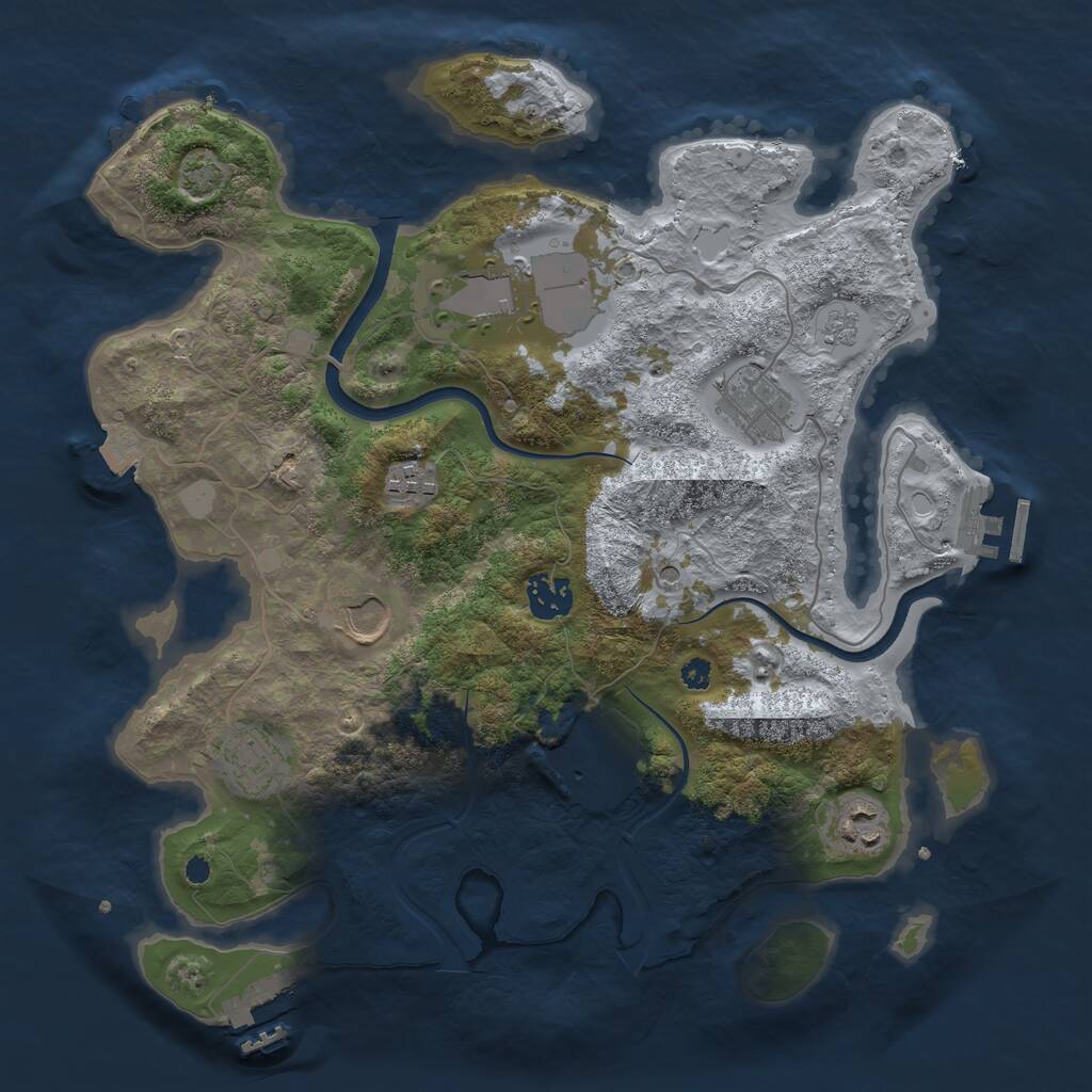 Rust Map: Procedural Map, Size: 3500, Seed: 648273, 14 Monuments