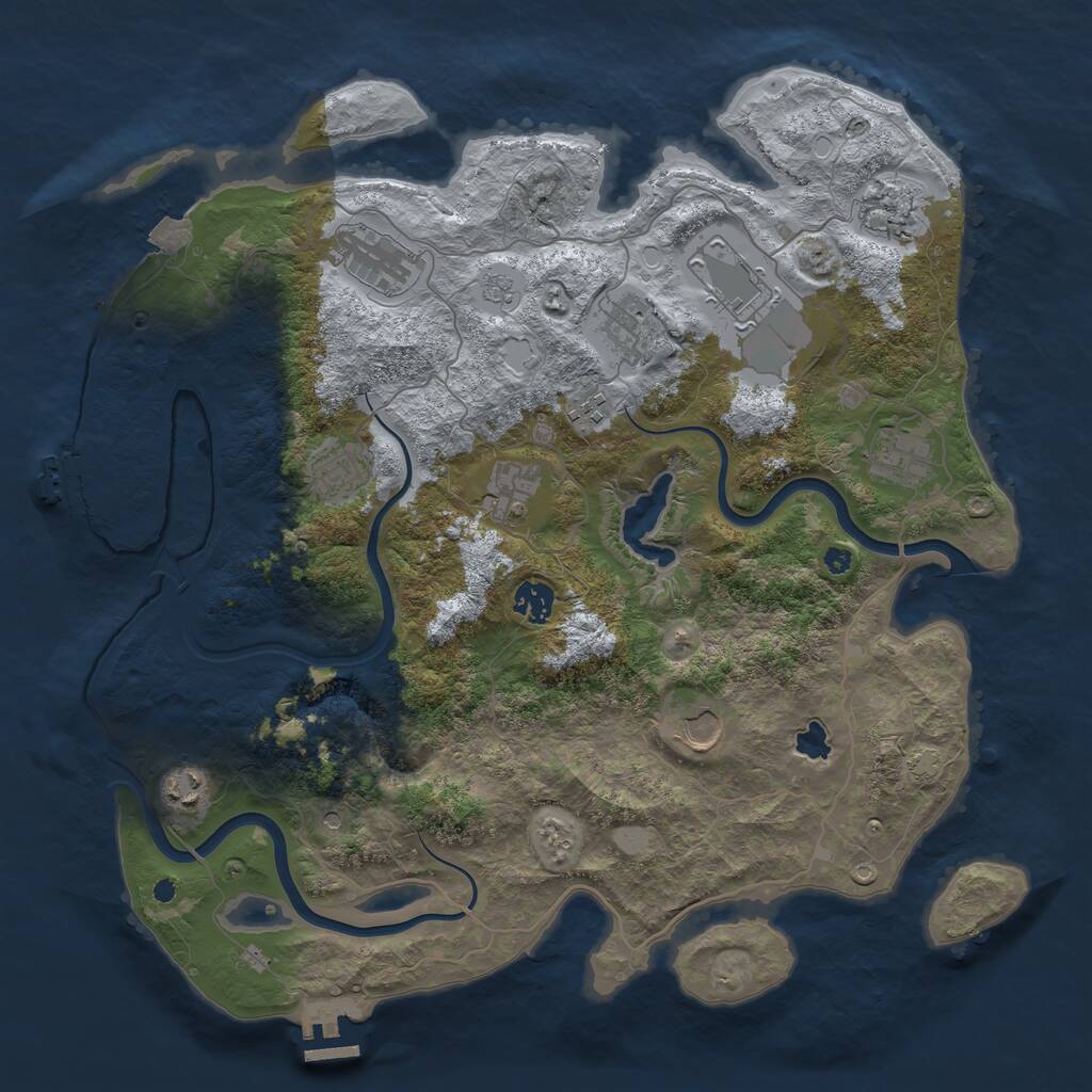 Rust Map: Procedural Map, Size: 4000, Seed: 1263449209, 17 Monuments