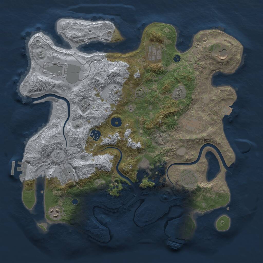 Rust Map: Procedural Map, Size: 3750, Seed: 1554363778, 17 Monuments