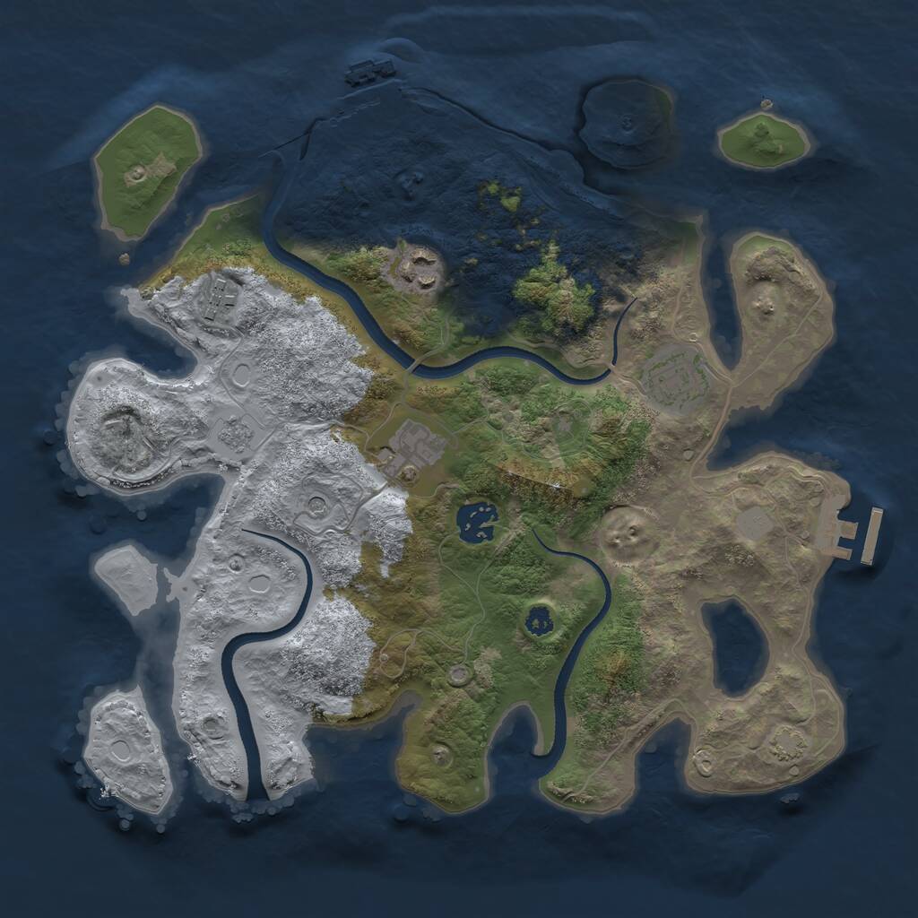 Rust Map: Procedural Map, Size: 3250, Seed: 1174317347, 11 Monuments