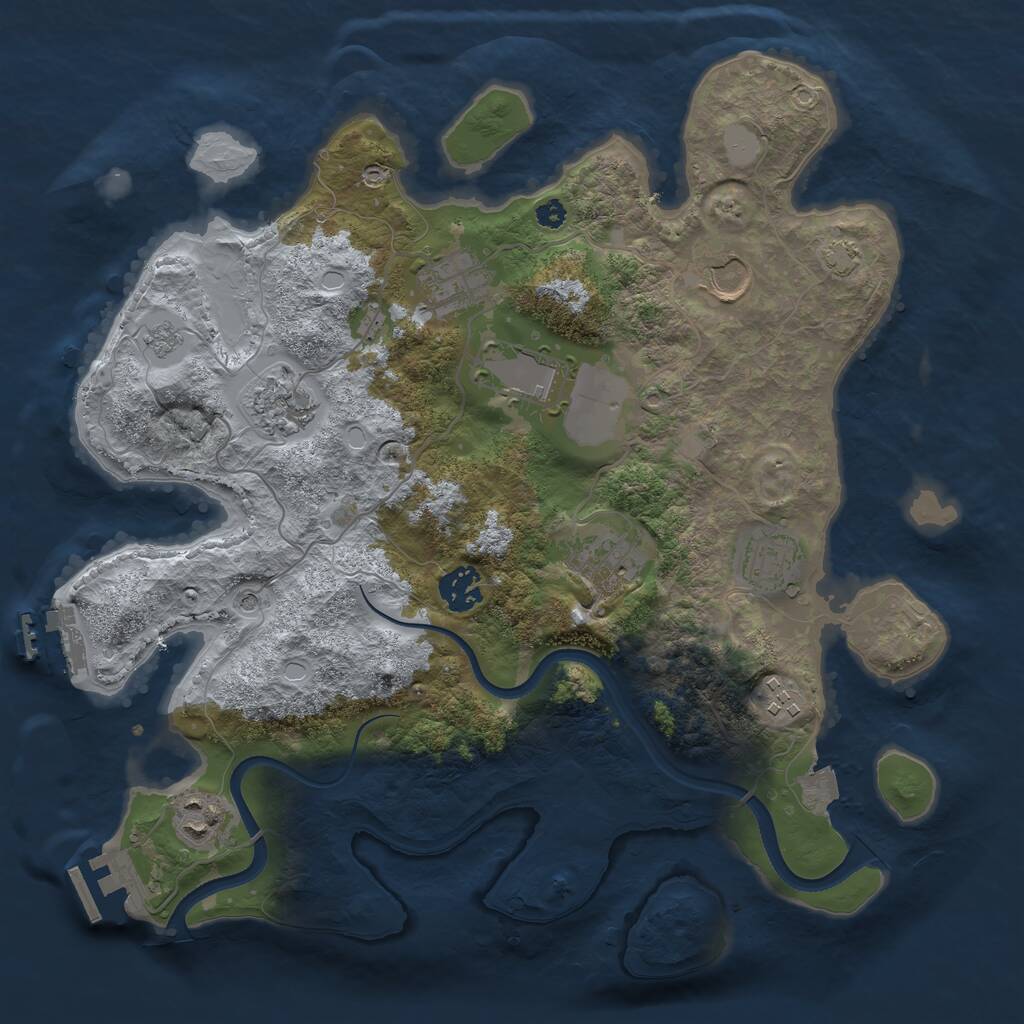 Rust Map: Procedural Map, Size: 3500, Seed: 1902054622, 15 Monuments