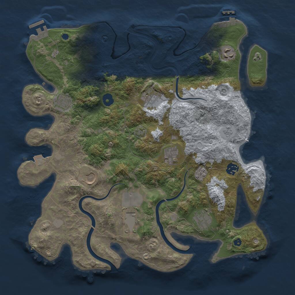 Rust Map: Procedural Map, Size: 3750, Seed: 737923591, 15 Monuments