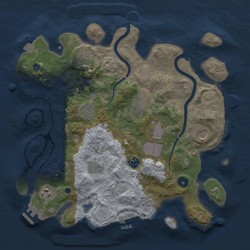 Rust Map: Procedural Map, Size: 3500, Seed: 383715278, 15 Monuments