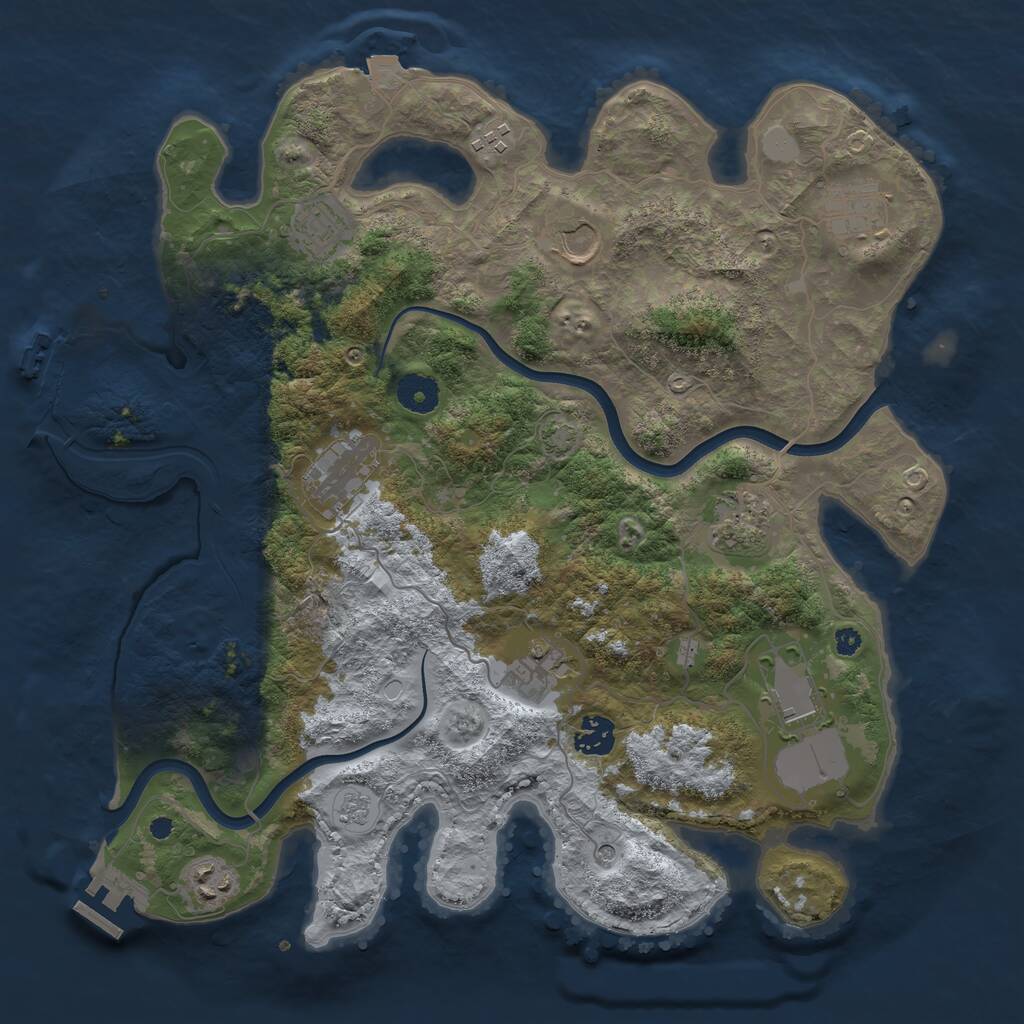 Rust Map: Procedural Map, Size: 3750, Seed: 859681453, 16 Monuments