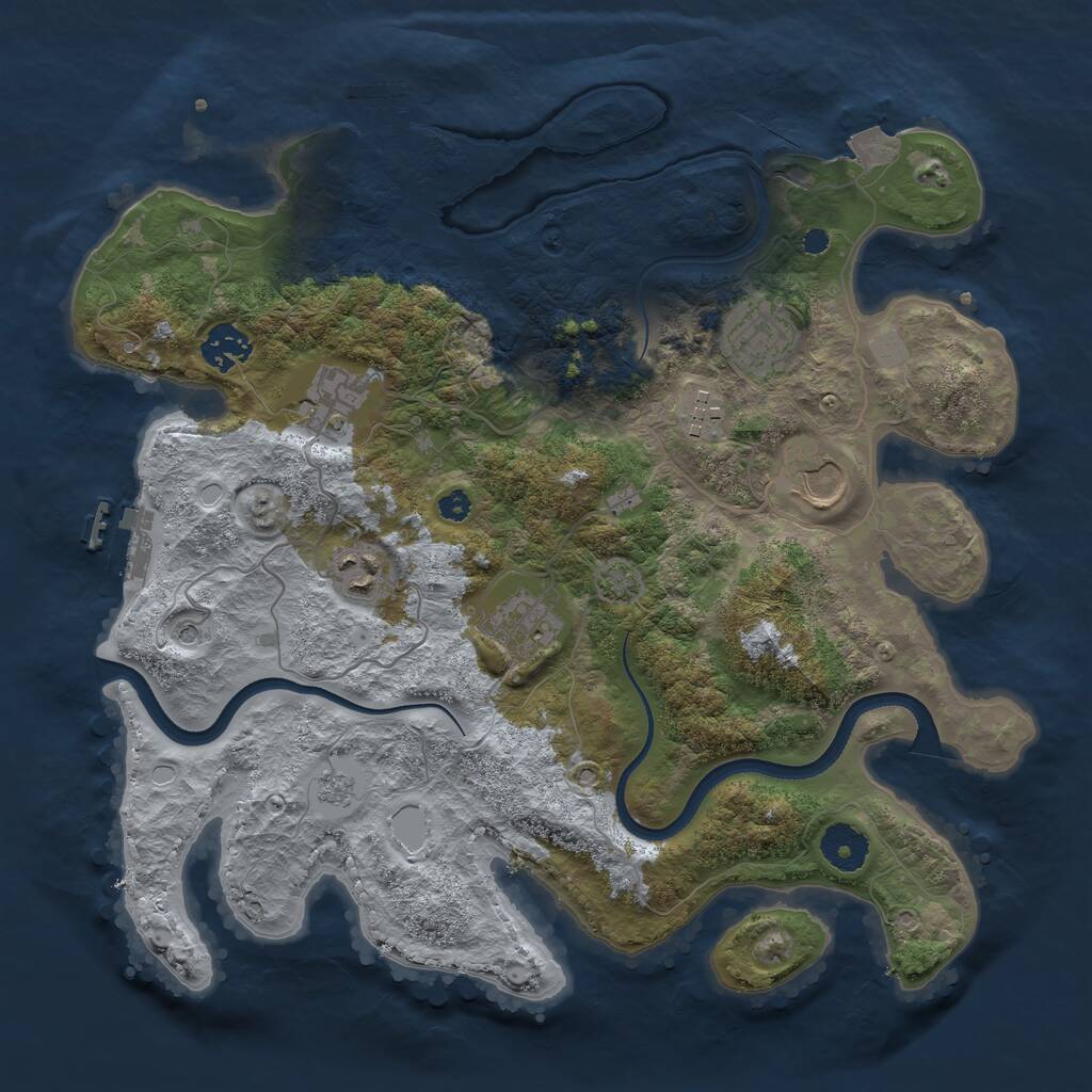Rust Map: Procedural Map, Size: 3500, Seed: 18886, 13 Monuments