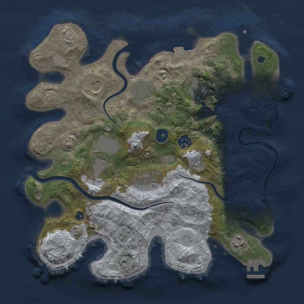 Rust Map: Procedural Map, Size: 3500, Seed: 14896, 14 Monuments