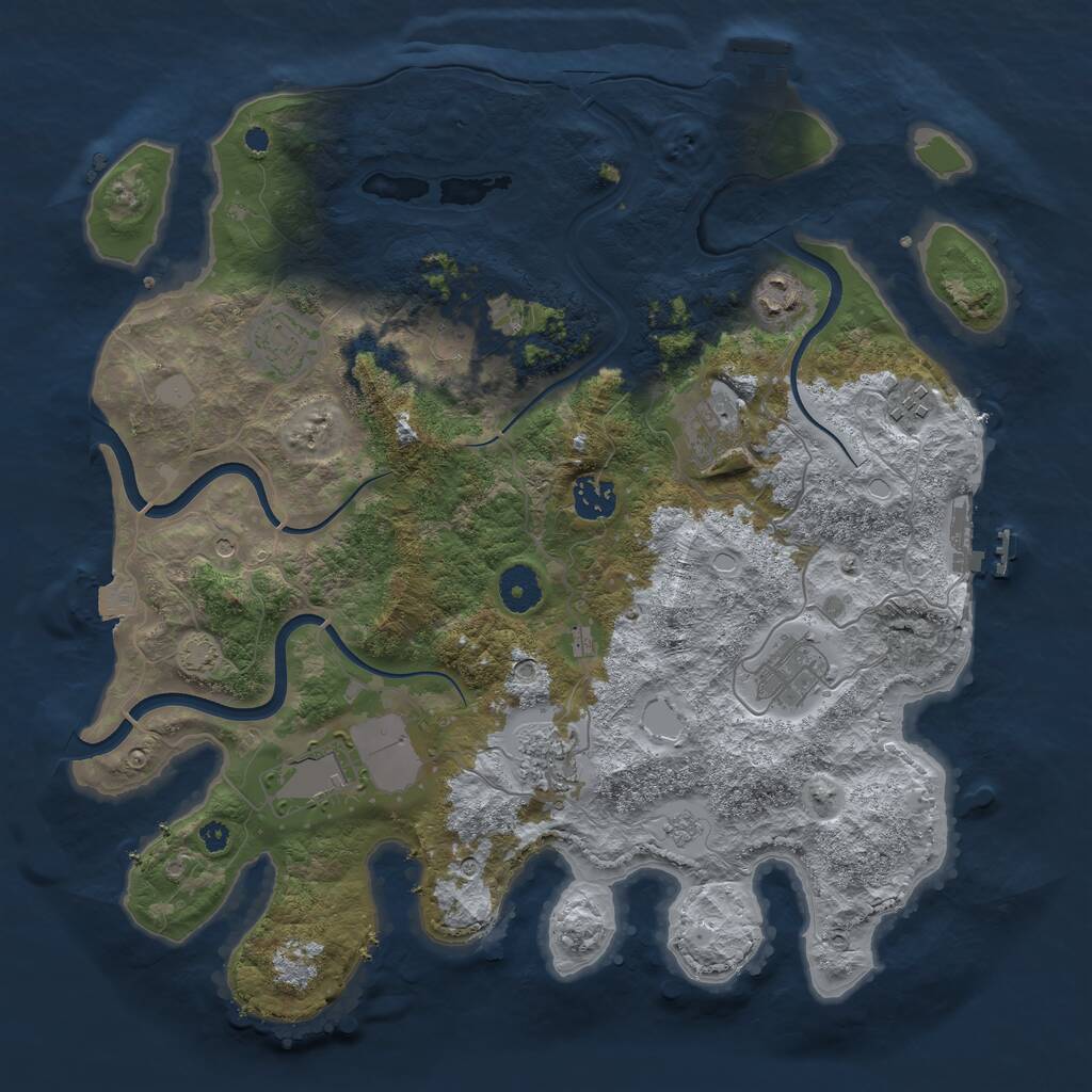 Rust Map: Procedural Map, Size: 3700, Seed: 230844483, 15 Monuments