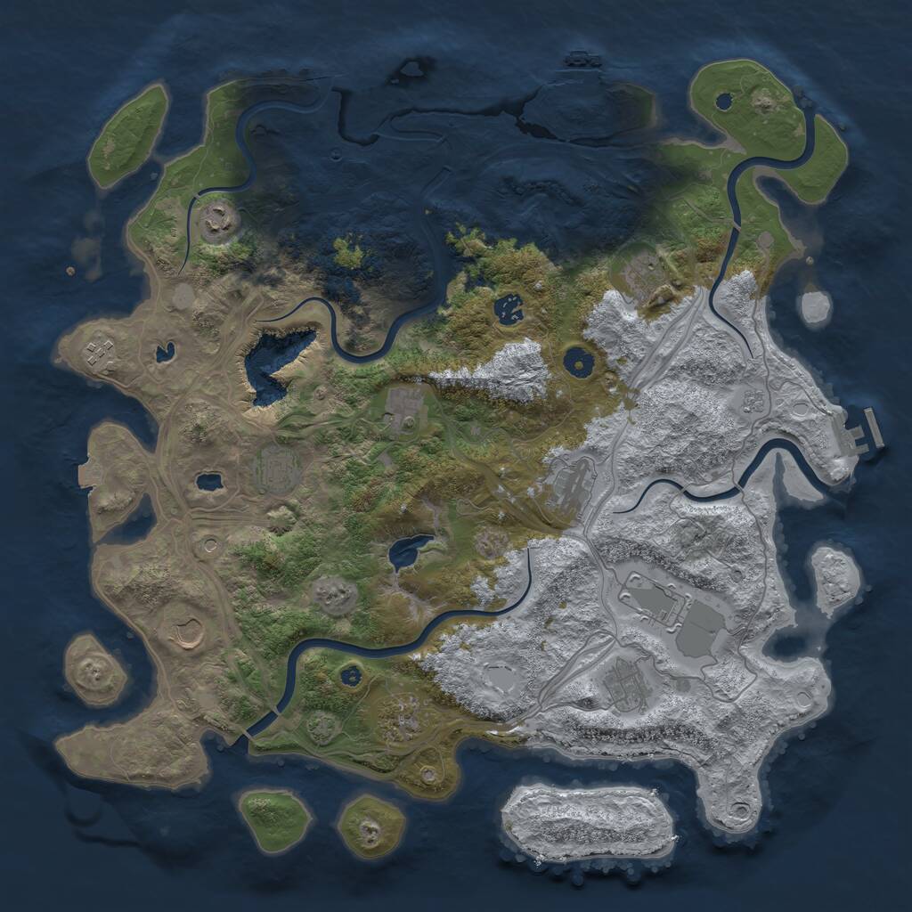 Rust Map: Procedural Map, Size: 4500, Seed: 864533046, 17 Monuments