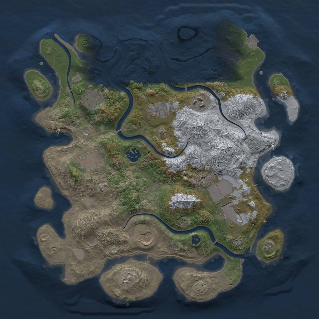 Rust Map: Procedural Map, Size: 3500, Seed: 2030057230, 11 Monuments