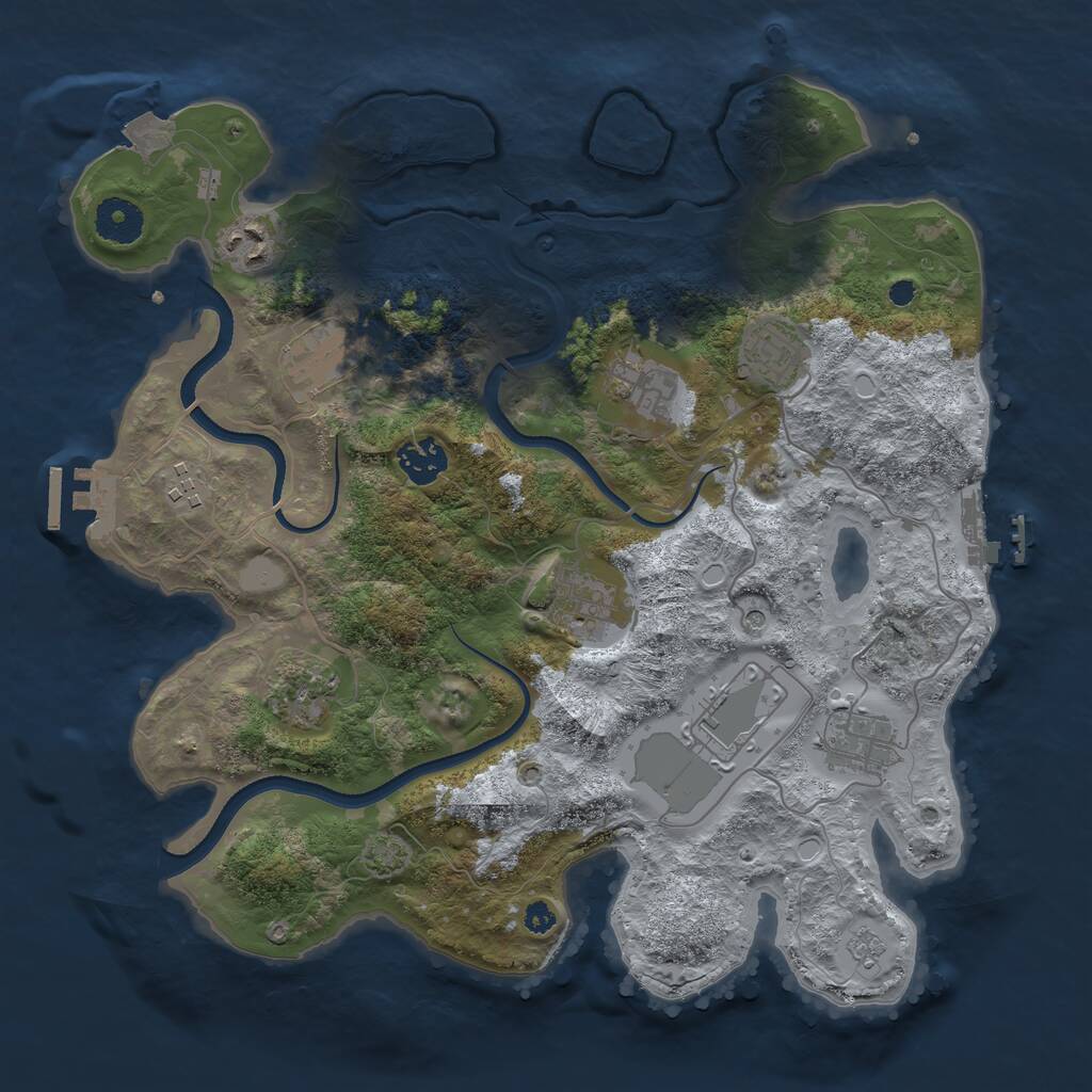 Rust Map: Procedural Map, Size: 3500, Seed: 1154857975, 16 Monuments