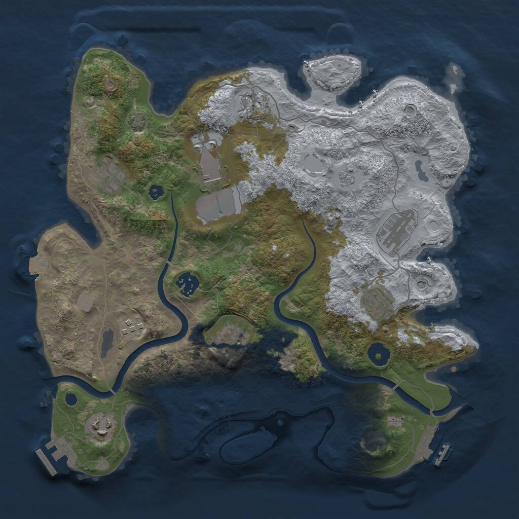 Rust Map: Procedural Map, Size: 3500, Seed: 1446431755, 15 Monuments