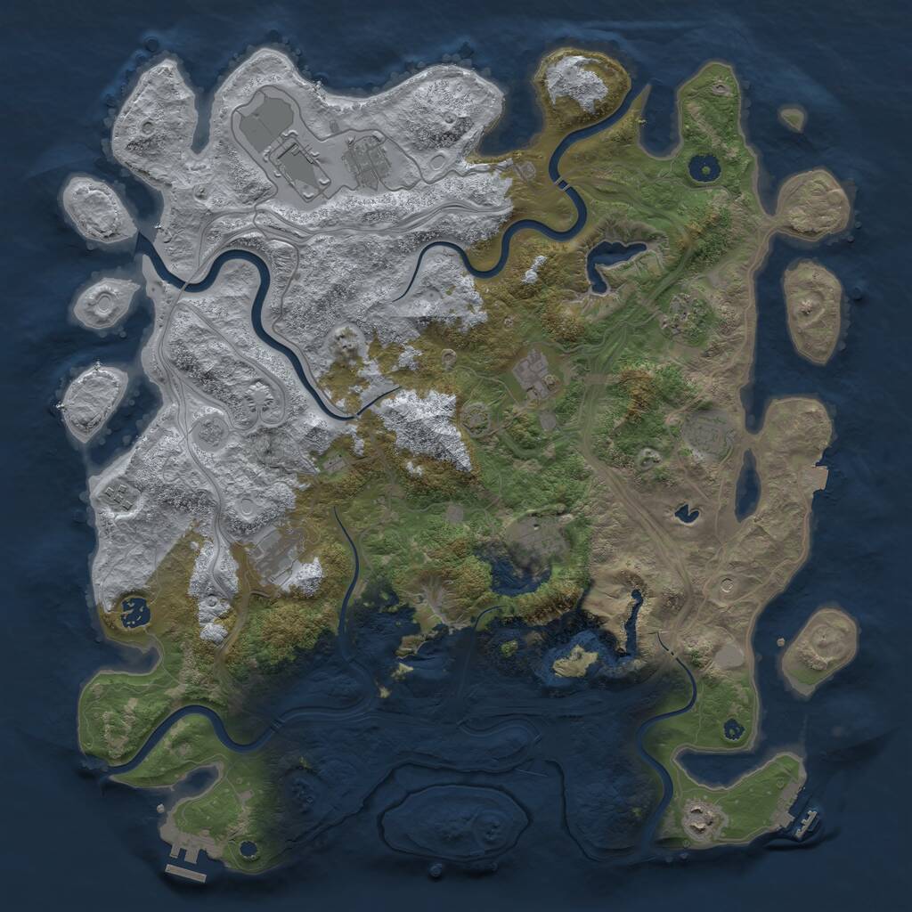 Rust Map: Procedural Map, Size: 4500, Seed: 688141186, 16 Monuments