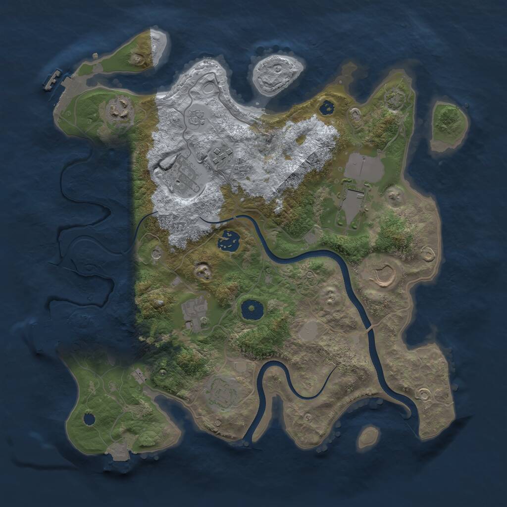 Rust Map: Procedural Map, Size: 3500, Seed: 154472361, 14 Monuments