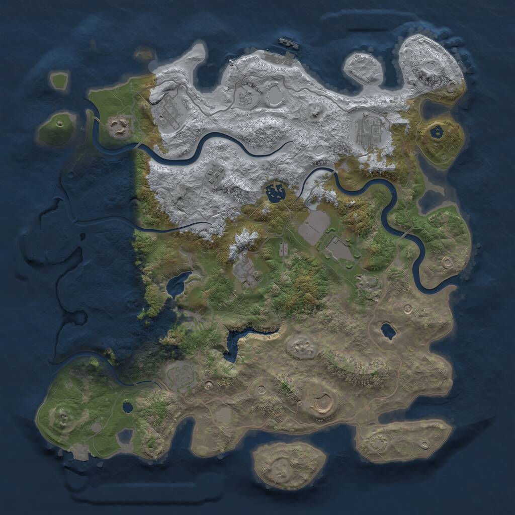 Rust Map: Procedural Map, Size: 4000, Seed: 1958975633, 16 Monuments