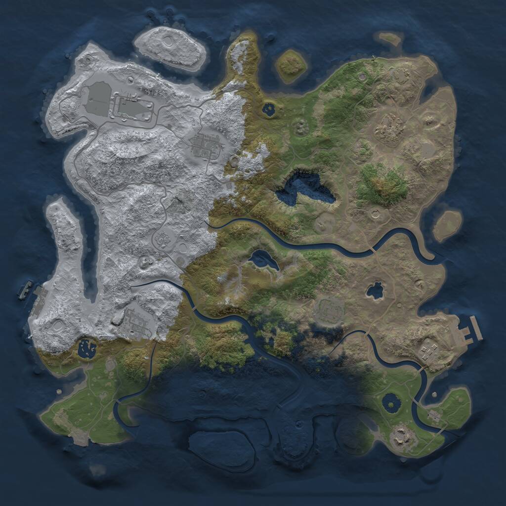 Rust Map: Procedural Map, Size: 4000, Seed: 1088013875, 14 Monuments