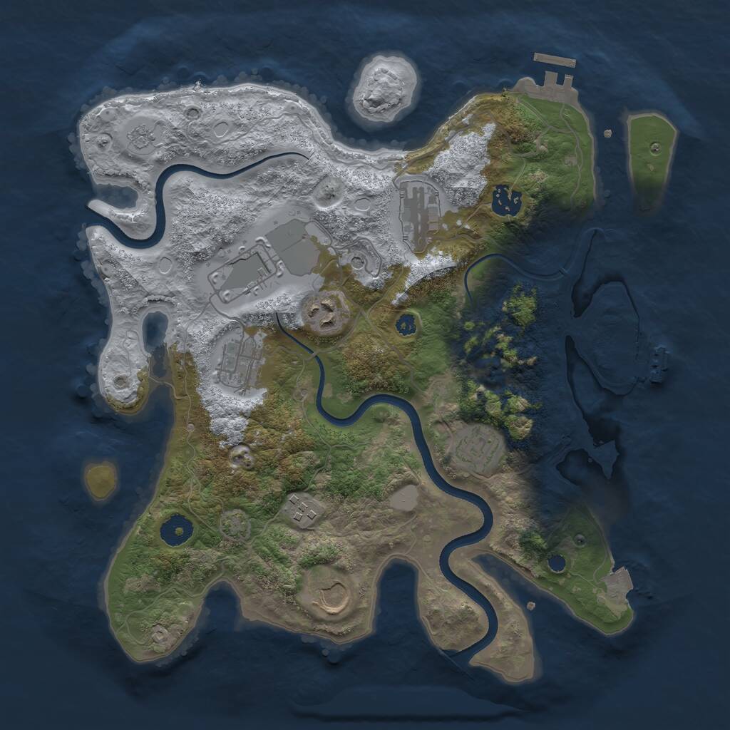 Rust Map: Procedural Map, Size: 3500, Seed: 1240576952, 14 Monuments