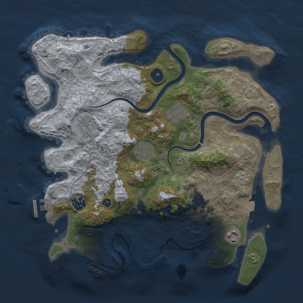 Rust Map: Procedural Map, Size: 3500, Seed: 1090784859, 13 Monuments