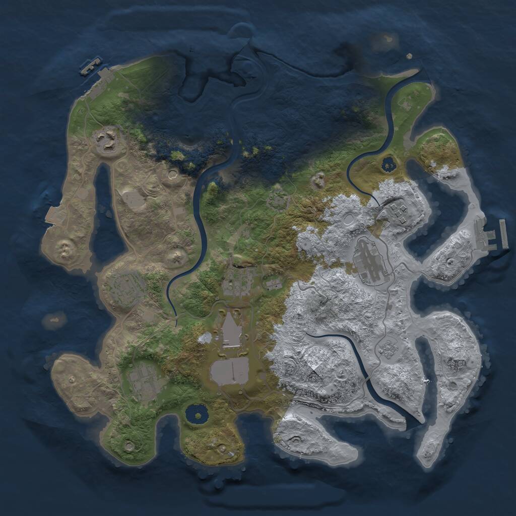 Rust Map: Procedural Map, Size: 3500, Seed: 1949498661, 13 Monuments