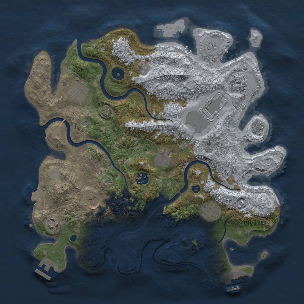 Rust Map: Procedural Map, Size: 3600, Seed: 553258, 15 Monuments