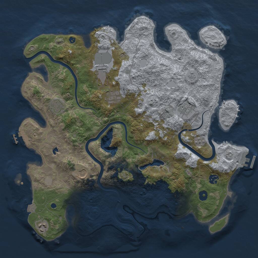 Rust Map: Procedural Map, Size: 4000, Seed: 101913605, 14 Monuments